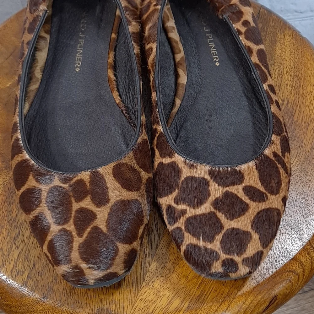Donald J Pliner Brown Giraffe Pony Hair Ballet Flats